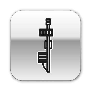 Siyah çizgi Standalone sensör simgesi beyaz arkaplanda izole edildi. Gümüş kare düğme. Vektör İllüstrasyonu