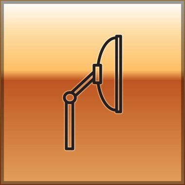 Siyah çizgi Windscreen sileceği simgesi altın arkaplanda izole edildi. Vektör İllüstrasyonu