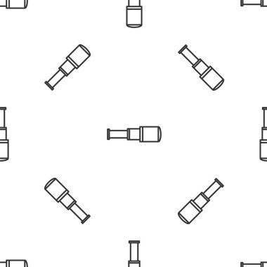 Gri çizgi Spyglass teleskop mercek simgesi beyaz arka planda izole edilmiş kusursuz desen. Denizci dürbünü. Vektör İllüstrasyonu