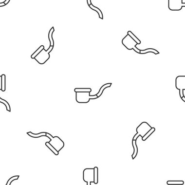 Duman ikonlu gri çizgi sigara piposu beyaz arka planda izole edilmiş. Tütün piposu. Vektör İllüstrasyonu