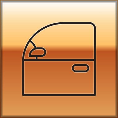 Altın arka planda siyah çizgi araba kapısı ikonu izole edildi. Vektör İllüstrasyonu