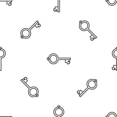 Gri çizgi Eskiler 'in oyun simgesi için anahtarı beyaz arka planda izole edilmiş kusursuz desen. Vektör İllüstrasyonu