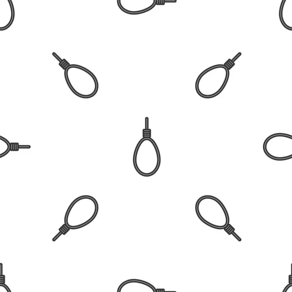 Серые линии виселицы петли петли веревки висит значок изолированный бесшовный узор на белом фоне. Веревка привязана к петле. Самоубийство, повешение или линчевание. Векторная миграция — стоковый вектор
