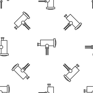 Gri çizgi Teleskop simgesi beyaz arka planda kusursuz desen izole etti. Bilimsel bir alet. Eğitim ve astronomi elementi, dürbün ve çalışma yıldızları. Vektör İllüstrasyonu
