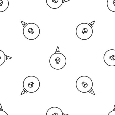 Gri çizgi bombası beyaz arka planda izole edilmiş ikonu patlatmaya hazır. Vektör İllüstrasyonu