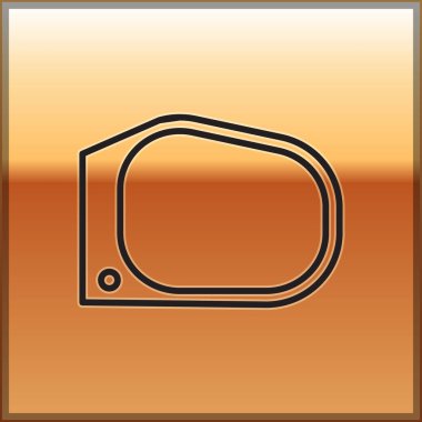 Siyah çizgi araba aynası ikonu altın arka planda izole edildi. Vektör İllüstrasyonu