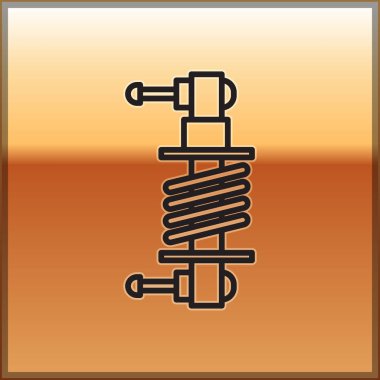 Altın arka planda siyah çizgi şok emici simgesi izole edildi. Vektör İllüstrasyonu