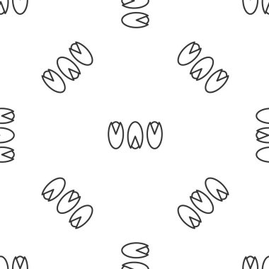 Gri çizgi Pistachio fındık ikonu beyaz arka planda izole edilmiş pürüzsüz desen. Vektör İllüstrasyonu