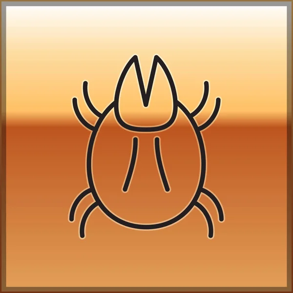 Black line Parasite mite icon isolated on gold background. Vector Illustration — Stock Vector