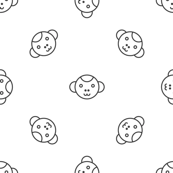 Сіра лінія значок зодіаку мавпи ізольований безшовний візерунок на білому тлі. Колекція астрологічних гороскопів. Векторна ілюстрація — стоковий вектор