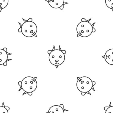 Gri çizgi Aries burç simgesi beyaz arka planda izole edilmiş kusursuz desen. Astrolojik yıldız falı koleksiyonu. Vektör İllüstrasyonu