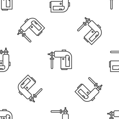 Gri çizgi elektrikli döner çekiç matkap ikonu beyaz arka planda izole edilmiş pürüzsüz desen. İnşaat, onarım ve onarım için kullanılan bir alet. Vektör İllüstrasyonu