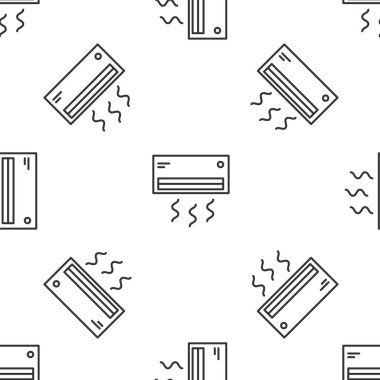 Gri çizgi klima ikonu beyaz arka planda izole edilmiş pürüzsüz desen. Sistemin havalandırmasını böl. Soğuk ve soğuk iklim kontrol sistemi. Vektör İllüstrasyonu