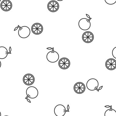 Gri çizgi turuncu meyve ikonu beyaz arka planda izole edilmiş pürüzsüz desen. Vektör İllüstrasyonu