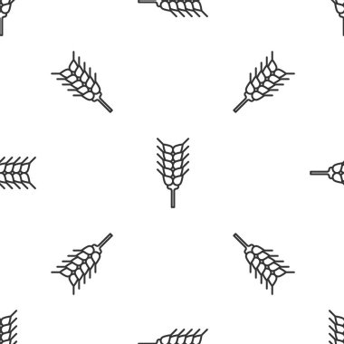 Grey line Cereals set with rice, wheat, corn, oats, rye, barley icon isolated seamless pattern on white background. Ears of wheat bread symbols. Vector Illustration