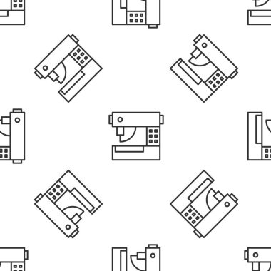 Grey line Sewing machine icon isolated seamless pattern on white background. Vector Illustration