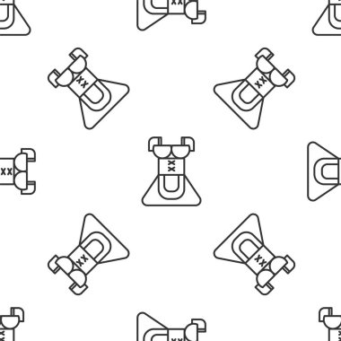 Grey line Traditional Oktoberfest folk costume for women called dirndl icon isolated seamless pattern on white background. Traditional Bavarian clothing. Vector Illustration