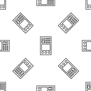 Grey line Create account screen icon isolated seamless pattern on white background. Vector Illustration