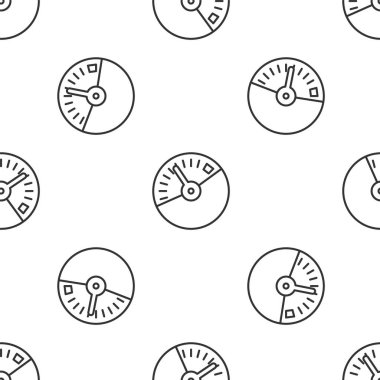 Grey line Speedometer icon isolated seamless pattern on white background. Vector Illustration
