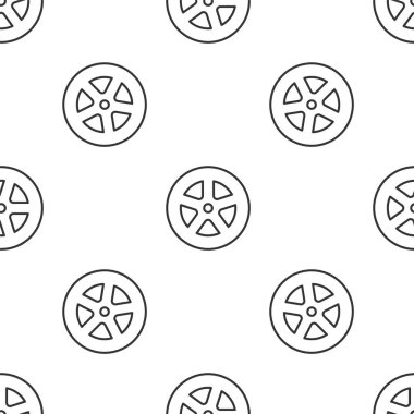 Grey line Car wheel icon isolated seamless pattern on white background. Vector Illustration