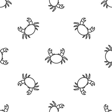 Grey line Crab icon isolated seamless pattern on white background. Vector Illustration