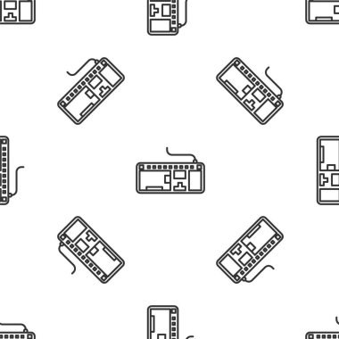 Grey line Computer keyboard icon isolated seamless pattern on white background. PC component sign. Vector Illustration