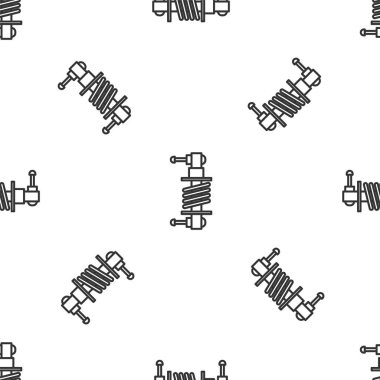 Grey line Shock absorber icon isolated seamless pattern on white background. Vector Illustration