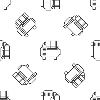 Grey line Air compressor icon isolated seamless pattern on white background. Vector Illustration