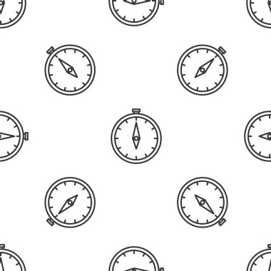 Gri çizgi pusula simgesi beyaz arkaplandaki kusursuz deseni izole etti. Rüzgâr yön bulma sembolü. Rüzgar gül işareti. Vektör İllüstrasyonu