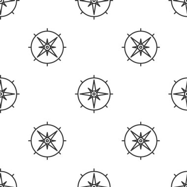 Grey line Wind rose icon isolated seamless pattern on white background. Compass icon for travel. Navigation design. Vector Illustration