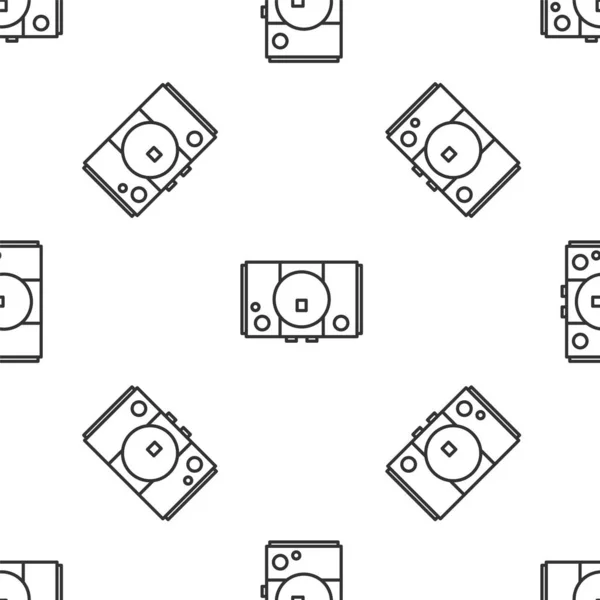 Grey line Video herní konzole ikona izolované bezešvé vzor na bílém pozadí. Vektorová ilustrace — Stockový vektor