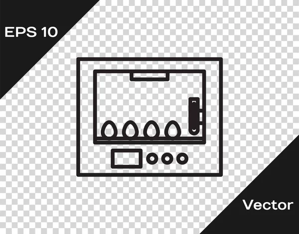 Black line Incubator for eggs icon isolated on transparent background. Vector Illustration — Stok Vektör