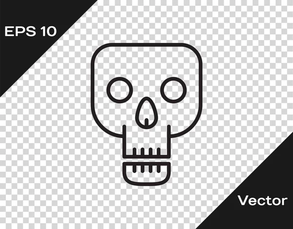 Totenkopf-Symbol mit schwarzer Linie isoliert auf transparentem Hintergrund. fröhliche Halloween-Party. Vektorillustration — Stockvektor