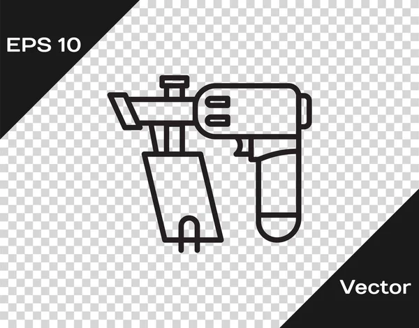 Línea negra Icono de pistola de clavos aislado sobre fondo transparente. Ilustración vectorial — Vector de stock