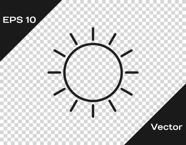 Schwarze Linie Sonnensymbol isoliert auf transparentem Hintergrund. Vektorillustration — Stockvektor