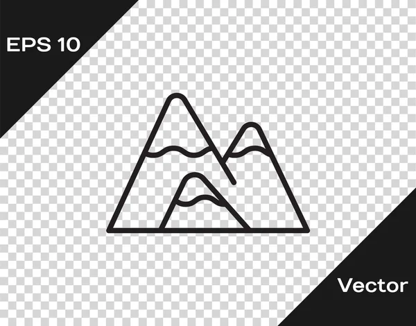 Schwarze Linie Mountains Symbol isoliert auf transparentem Hintergrund. Symbol für Sieg oder Erfolg. Vektorillustration — Stockvektor