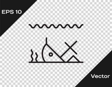 Deniz simgesinin dibindeki kara çizgi, şeffaf arkaplanda izole edilmiş. Vektör İllüstrasyonu