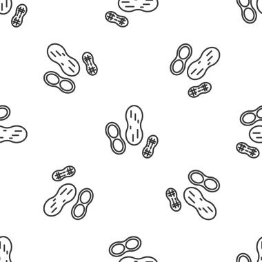 Gri çizgi Peanut simgesi beyaz arka planda kusursuz deseni izole etti. Vektör İllüstrasyonu