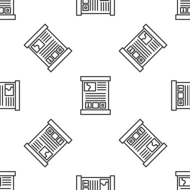 Gri çizgi oyun rehberi simgesi beyaz arkaplanda izole edilmiş kusursuz desen. Kullanım kılavuzu, talimatlar, rehber, el kitabı. Vektör İllüstrasyonu