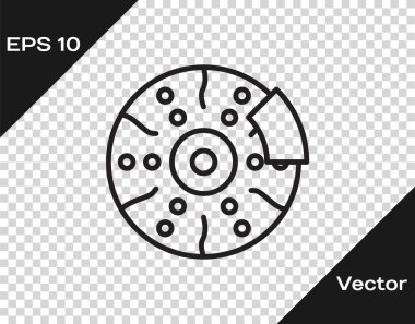Şeffaf arkaplanda izole edilmiş siyah çizgili araba fren diski. Vektör İllüstrasyonu