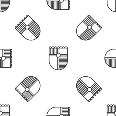 Oyun ikonu için gri çizgi kalkanı beyaz arka planda izole edilmiş pürüzsüz desen. Vektör İllüstrasyonu