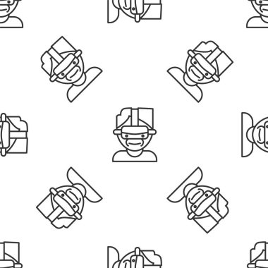 Gri çizgi Sanal gerçeklik gözlüğü ikonu beyaz arka planda izole edilmiş kusursuz desen. Stereoskopik 3D VR maskesi. Vektör İllüstrasyonu