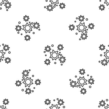 Gri çizgi bakteri ikonu beyaz arka planda izole edilmiş kusursuz desen. Bakteriler ve mikroorganizmalar, sebep olan mikroorganizma hastalıkları, hücre kanseri, mikrop, virüs, mantar. Vektör İllüstrasyonu