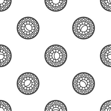 Gri çizgili yıldız falı dairesi, zodyak ikonu, beyaz arka planda izole edilmiş, pürüzsüz desen. Vektör İllüstrasyonu