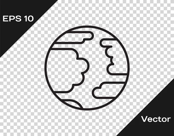Línea negra Planeta Icono de Mercurio aislado sobre fondo transparente. Ilustración vectorial — Vector de stock