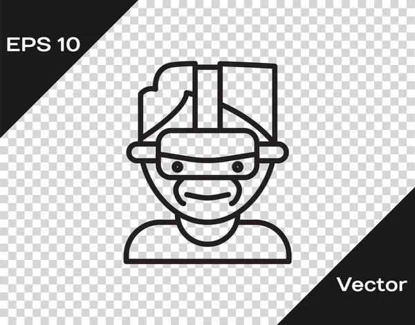 Línea negra Icono de gafas de realidad virtual aislado sobre fondo transparente. Máscara estereoscópica 3d vr. Ilustración vectorial — Vector de stock