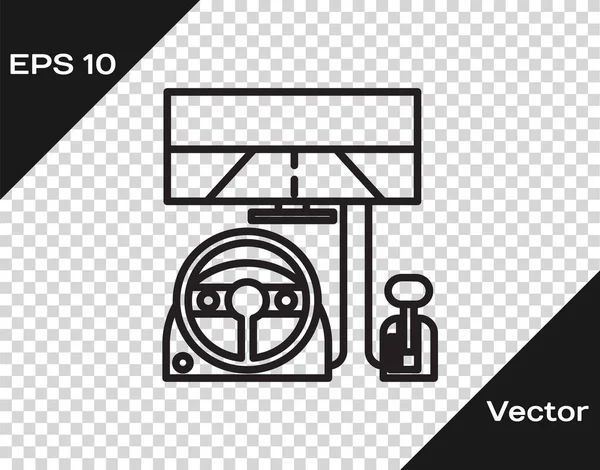 Linha preta Corrida ícone cockpit simulador isolado em fundo transparente. Acessório de jogos. Gadget para jogo de simulação de condução. Ilustração vetorial — Vetor de Stock