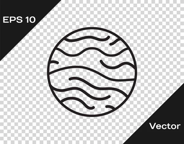 Línea negra Planeta Venus icono aislado sobre fondo transparente. Ilustración vectorial — Vector de stock