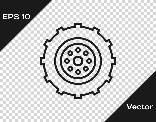 Siyah çizgi Araba Tekerleği simgesi şeffaf arkaplanda izole edildi. Vektör İllüstrasyonu