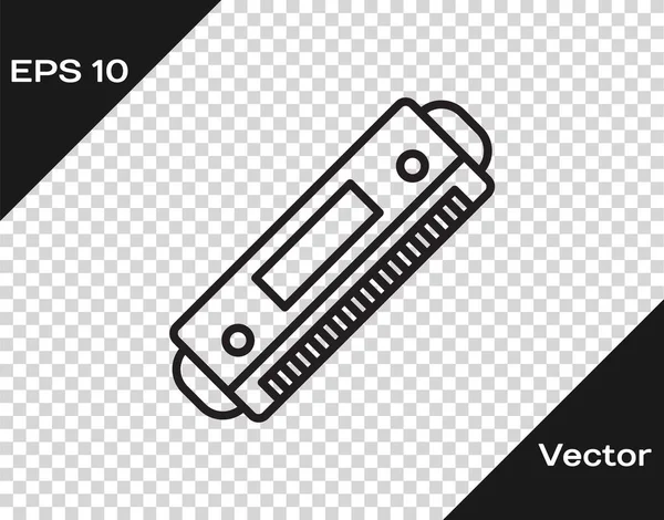 Icono de línea negra Harmonica aislado sobre fondo transparente. Instrumento musical. Ilustración vectorial — Vector de stock